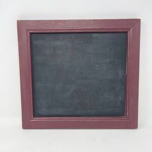 VTG At Home America Painted Wood Chalk Board Sign Burgundy Square 15 x 14